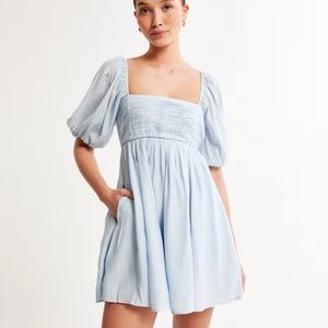 Abercrombie Emerson Ruched Puff Sleeve Mini Dress 
Black, size small